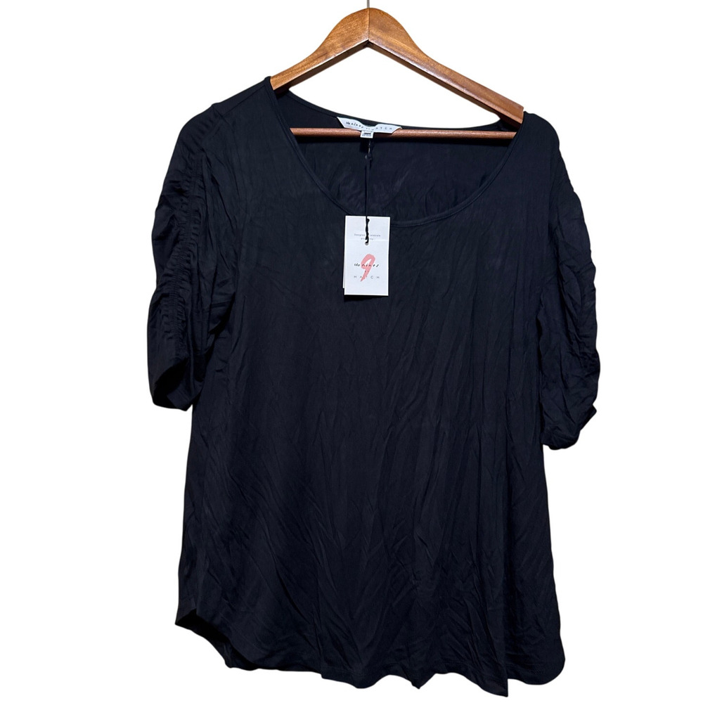 Hatch Maternity Black Shirt Size MEDIUM with 3/4‎ Shirred Sleeves NWT